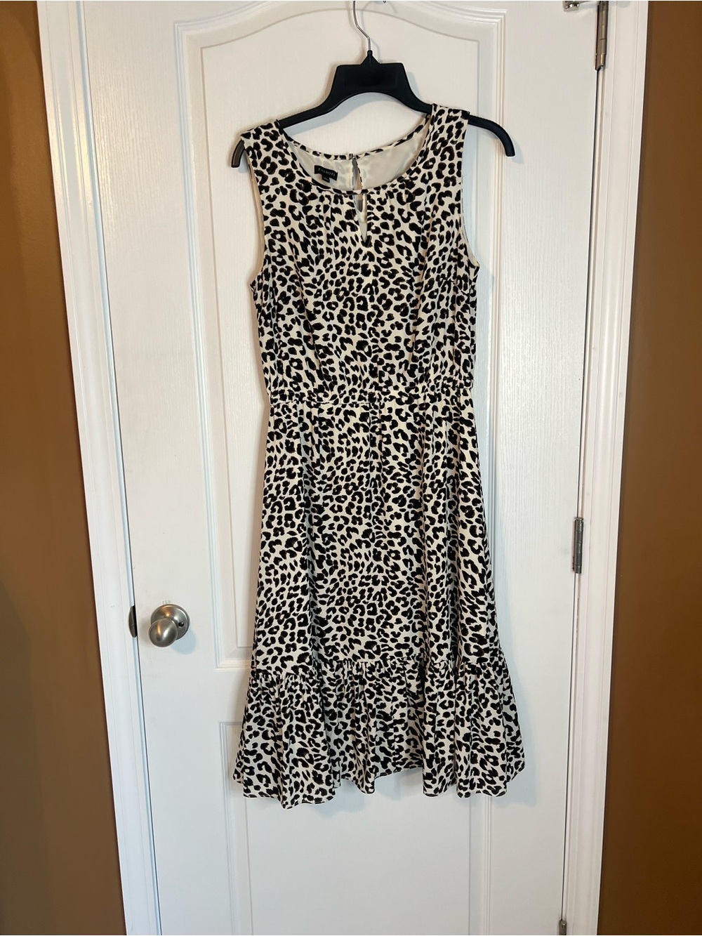 Talbots Black and Cream Leopard Print Sleeveless Dress